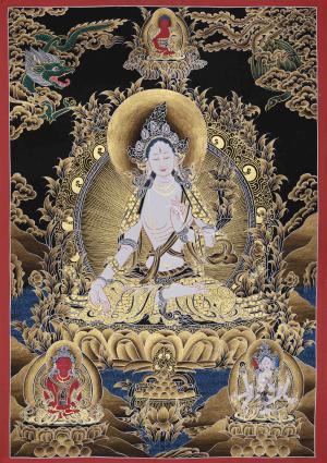 Genuine Hand-Painted White Tara | Mother Goddess | Female Bodhisattva